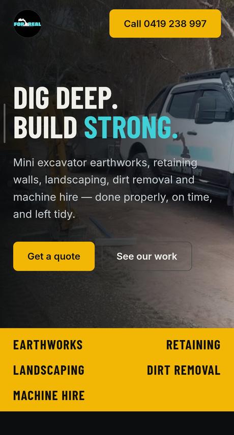 For Real Earthworks website